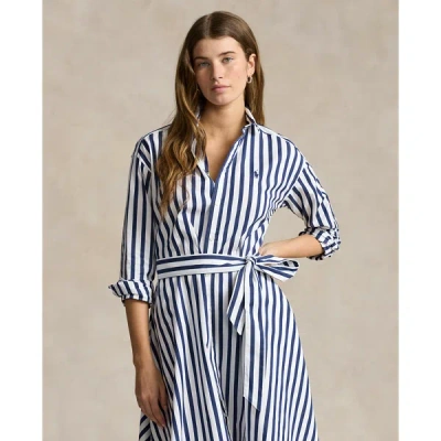 Polo Ralph Lauren Stripe Long Sleeve Cotton Shirtdress In White