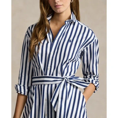 Polo Ralph Lauren Stripe Long Sleeve Cotton Shirtdress In White