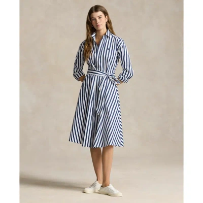 Polo Ralph Lauren Stripe Long Sleeve Cotton Shirtdress In White