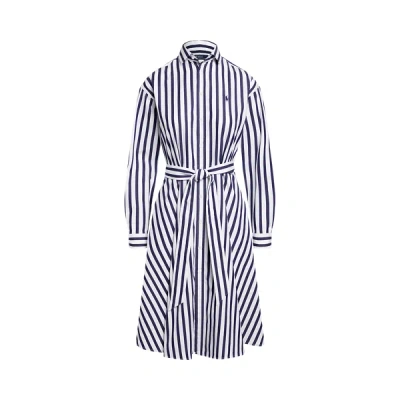Polo Ralph Lauren Stripe Long Sleeve Cotton Shirtdress In White