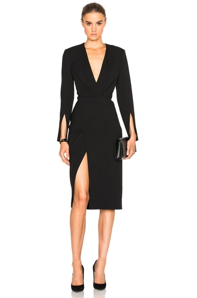 Protagonist Deep V Tailored Dress In Black