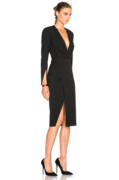 Shop Protagonist Deep V Tailored Dress In Black
