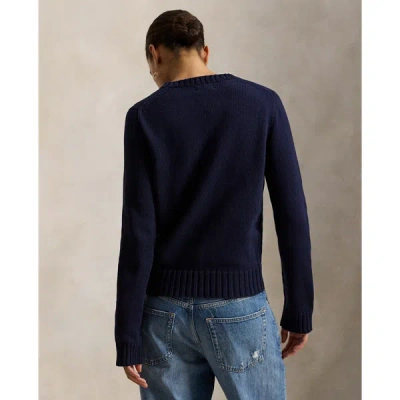 Polo Ralph Lauren Flag Cotton Crewneck Sweater Woman Sweater Navy Size S Cotton In Hunter Navy Multi