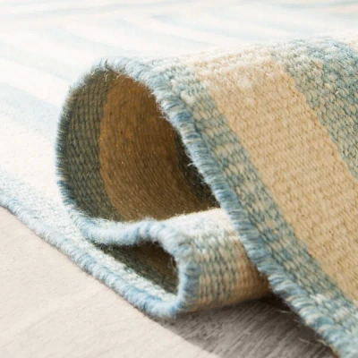 Ralph Lauren Celeste Stripe Patch Rug In Sky In Neutral