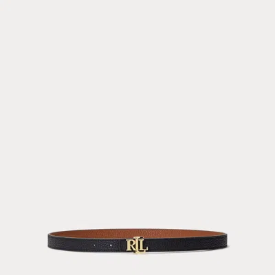Ralph Lauren Reversible Belt In Hammered Cowhide In Black