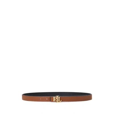 Ralph Lauren Reversible Belt In Hammered Cowhide In Black