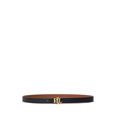 Ralph Lauren Reversible Belt In Hammered Cowhide In Black