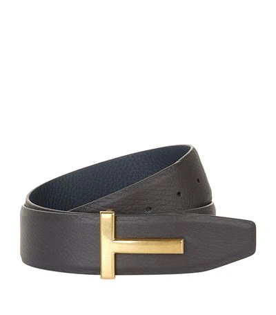 Tom Ford T-buckle Reversible Leather Belt, Black