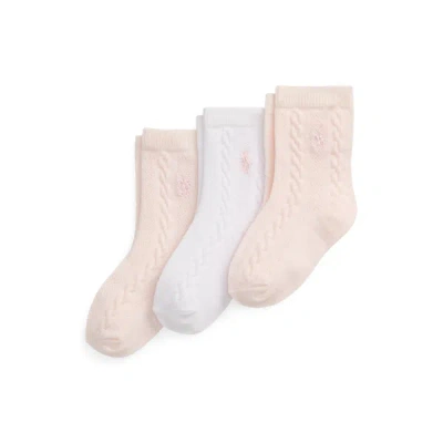 Ralph Lauren Cable-knit Ankle Sock 3-pack In Assorted In Multi