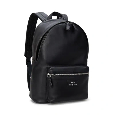 Polo Ralph Lauren Large Dome-shaped Backpack In Smooth Leather In Black
