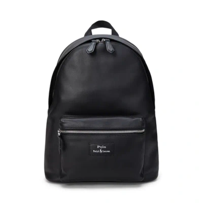 Polo Ralph Lauren Large Dome-shaped Backpack In Smooth Leather In Black