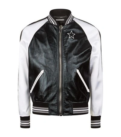 Shop Givenchy Leather And Satin Star Bomber Jacket