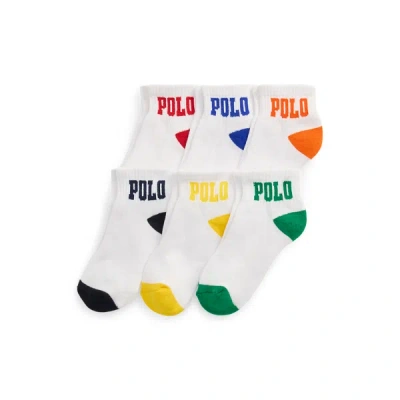Ralph Lauren Logo Ankle Sock 6-pack In White Assorted In Multi