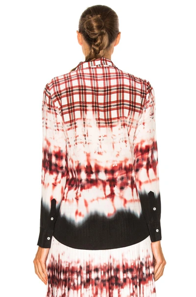 Shop Altuzarra Chika Shirt In Ombre, Plaid, Red, White. In Scarlet