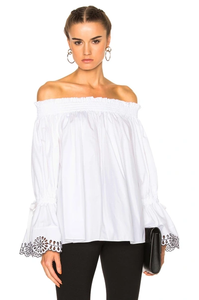 Shop Alexander Mcqueen Embroidered Top In White. In Black & White