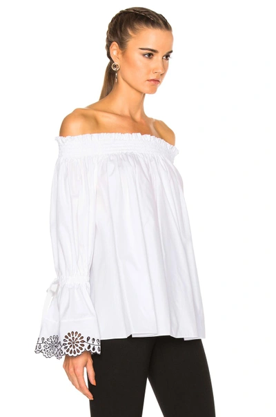 Shop Alexander Mcqueen Embroidered Top In White. In Black & White