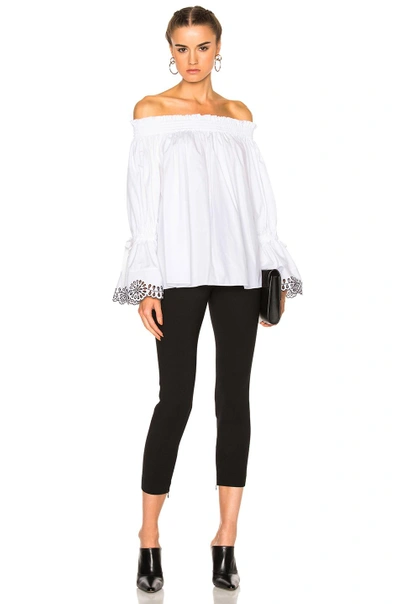 Shop Alexander Mcqueen Embroidered Top In White. In Black & White