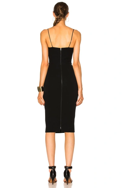 Shop Victoria Beckham Matte Crepe & Tulle Sheer Insert Strap Fitted Dress In Black