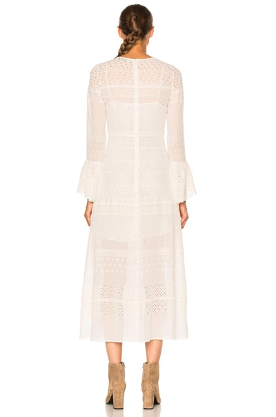 Shop Saint Laurent Embroidered Dress In Shell