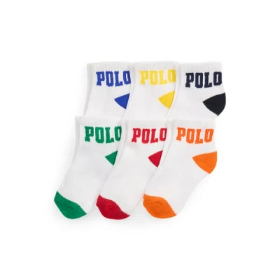 Ralph Lauren Logo Ankle Sock 6-pack In White Assorted In Multi