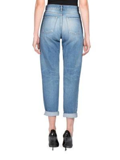 Shop Saint Laurent Rolled Cuff Boyfriend Jeans In Vintage Blue