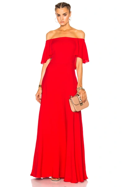 Valentino Woman Off-the-shoulder Silk-georgette Gown Red