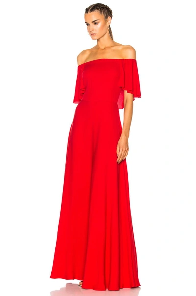 Shop Valentino Off Shoulder Gown In Red