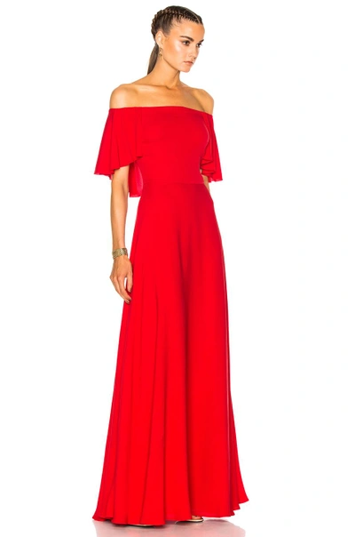 Shop Valentino Off Shoulder Gown In Red