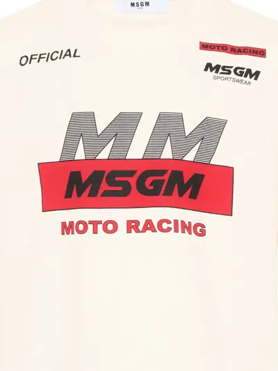 Msgm Racing Print T-shirt In White
