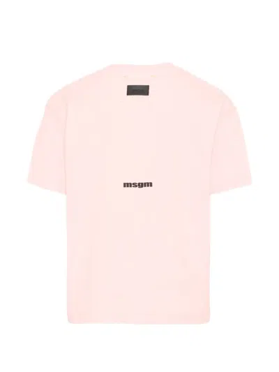 Msgm Logo T-shirt In Pink