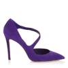 JIMMY CHOO DAVOS 100 Iris Suede Pointy Toe Pumps