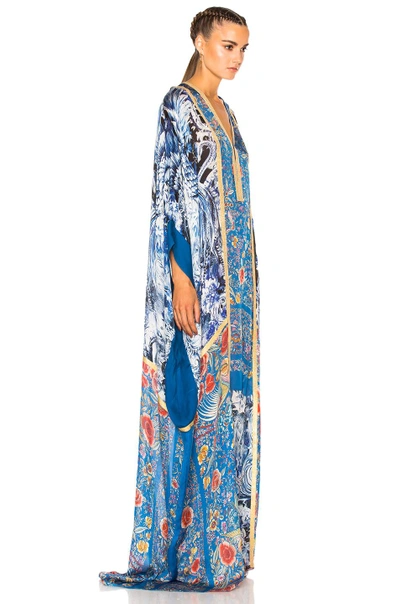 Shop Roberto Cavalli Printed Woven Dress In Blue,floral