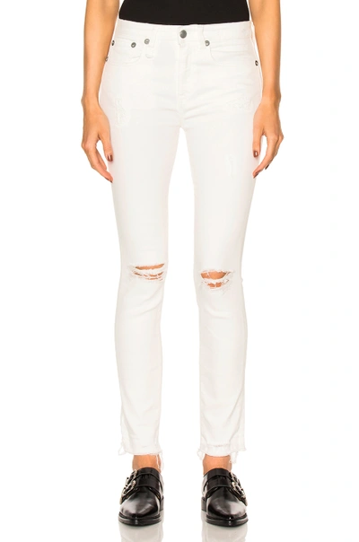 R13 Jenny Mid Rise Skinny In White. In Warren White