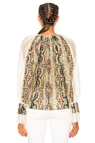Shop Etro Printed Voluminous Blouse In Floral, Green. In Multi