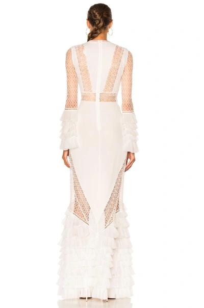 Shop Jonathan Simkhai Tiered Ruffle Long Sleeve Lace Dress In White