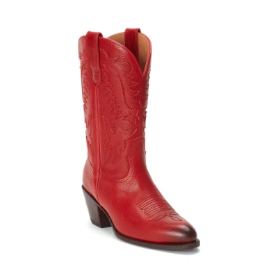 Ralph Lauren Leather Cowboy Boot In Dark Ruby In Red