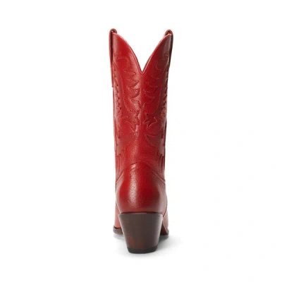 Ralph Lauren Leather Cowboy Boot In Dark Ruby In Red