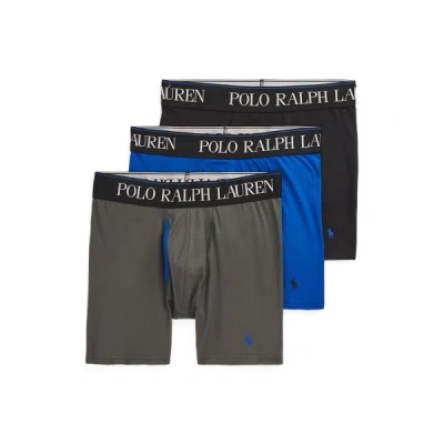 Ralph Lauren 4d-flex Microfiber Boxer Brief 3-pack In Grey/blue In Multi