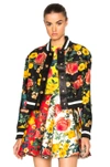 FAUSTO PUGLISI FAUSTO PUGLISI LEATHER JACKET IN BLACK, FLORAL. ,FRD3001 PF0043C