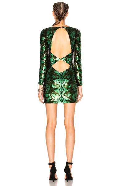 Shop Roberto Cavalli Printed Woven Dress In Green, Metallics. In Nero & Verde
