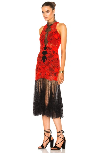 Shop Jonathan Simkhai Dome Lace Corded Dress In Black,red