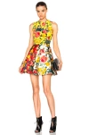 FAUSTO PUGLISI MINI FLARE DRESS IN YELLOW, RED, FLORAL.,FRD5004 PF0016C