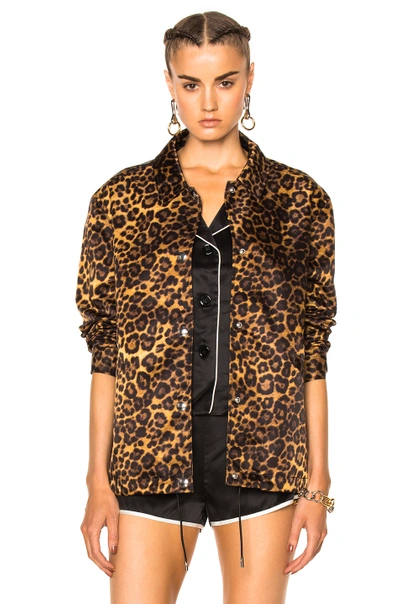Shop Alexander Wang Embroidered Patch Jacket In Animal Print, Neutrals.  In Leopard