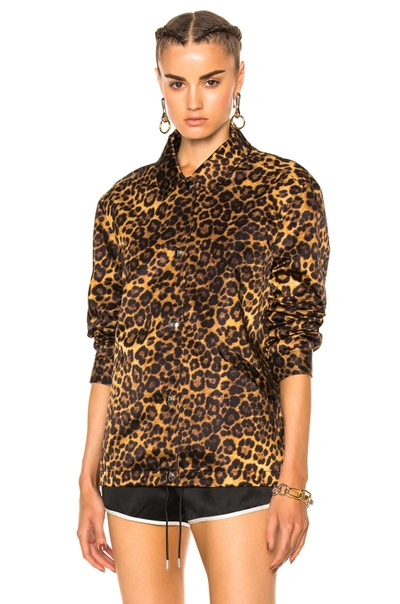 Shop Alexander Wang Embroidered Patch Jacket In Animal Print, Neutrals.  In Leopard