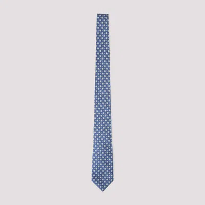 Kiton Slim Tie Pointed Tip Floral Pattern In Blue