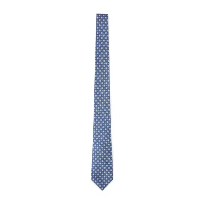 Kiton Slim Tie Pointed Tip Floral Pattern In Blue