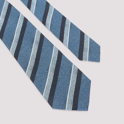 Kiton Wide Tie Diagonal Striped Pattern Design In Blue