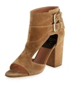 LAURENCE DACADE RUSH CUTOUT SUEDE OPEN-TOE BOOTIE, BEIGE