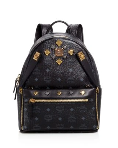 Shop Mcm Small Dual Stark Backpack In Black/gold