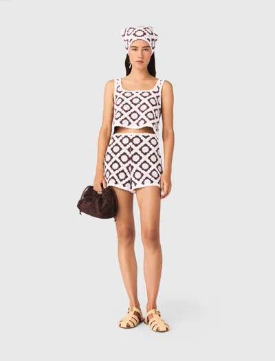 Maje Floral-embroidered Crochet Top In Multi